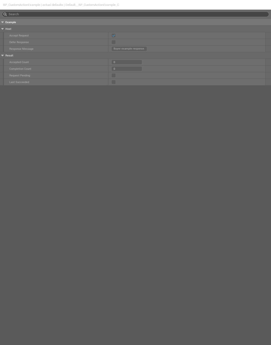 Action Host defaults and read-only result counters