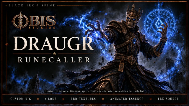 Draugr Runecaller | Rigged Undead Mage Character — product artwork